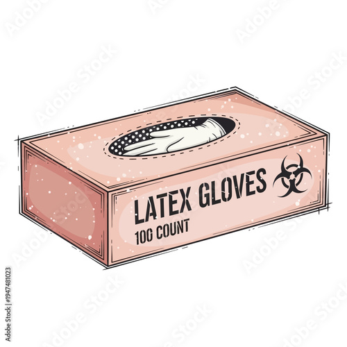 Latex Gloves Box with Biohazard Symbol