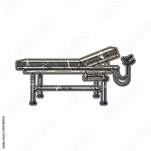 Medical examination table with stirrups, retro style
