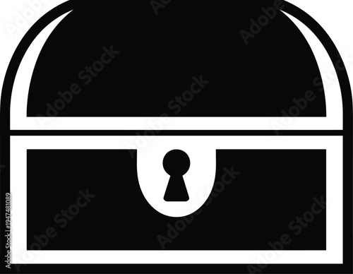 PrintTreasure chest silhouette icon locked box reward secret valuable item game symbol storage design vector illustration artwork concept