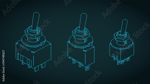 Toggle switches isometric blueprints mini set