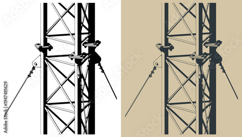Telecommunication guyed mast close-up