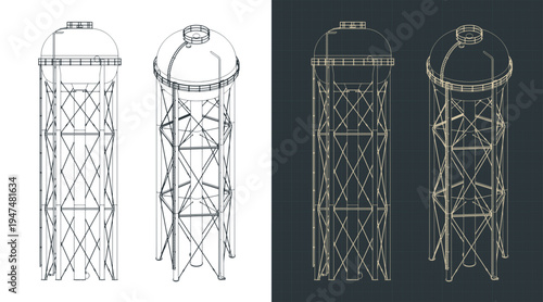 Water tower isometric drawings