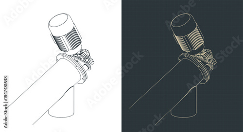 Screw conveyor mechanism close-up isometric drawings