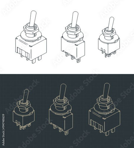 Toggle switches isometric drawings mini set