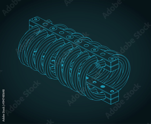Wire rope isolator isometric blueprint