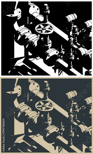 Valve and pipes close-up