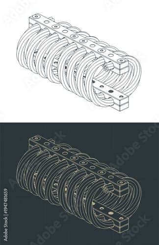 Wire rope isolator isometric drawings