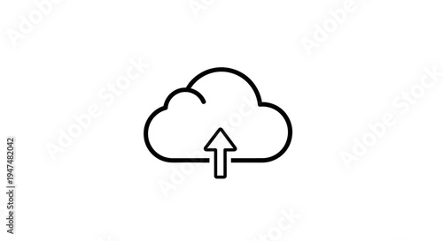 Cloud Upload Icon, Digital Data Transfer and Cloud Computing Concept