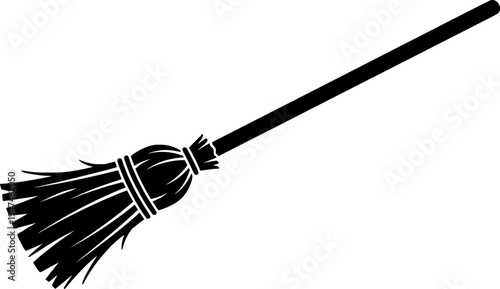 Witch's Broomstick Folklore Myth Simple Flat Vector Icon
