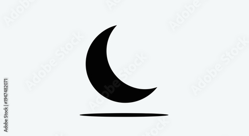 Crescent Moon Icon on White Background