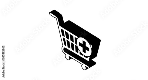 Add to Cart Icon: Shopping Cart with Plus Sign, E-commerce and Online Shopping Concept
