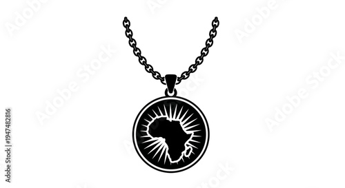 Africa continent pendant necklace, symbolic jewelry, African heritage, cultural pride, graphic design