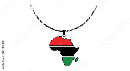 Africa Map Pendant Necklace with Pan-African Flag Colors, Symbolizing Heritage and Identity