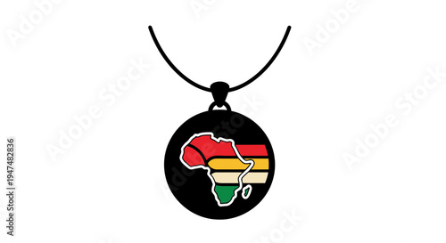 African Continent Necklace Pendant with Pan-African Colors, Symbol of Heritage and Identity