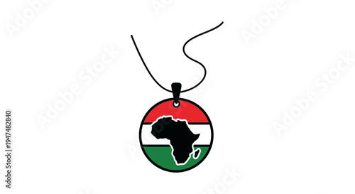 African continent pendant necklace with pan-african flag colors, symbol of heritage and identity