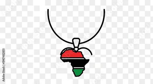Africa Map Pendant Necklace, Pan-African Flag Colors, Symbol of Heritage and Identity