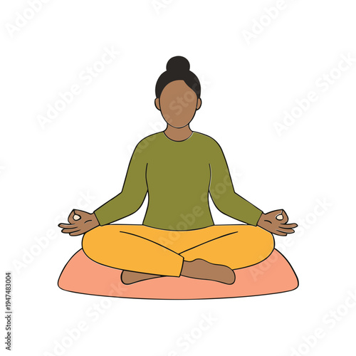 A woman practices yoga in a serene outdoor environment on a mat.