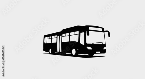 Black Silhouette of a Modern City Bus on a White Background