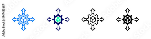 Distribution Center Multiple Style Icon Set Vector 