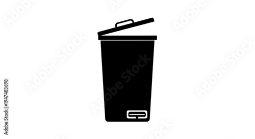 Black Silhouette of an Open Trash Can with Pedal