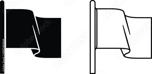 Black and white flags waving on poles Vector