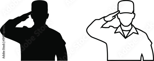 Salute silhouette soldier Vector