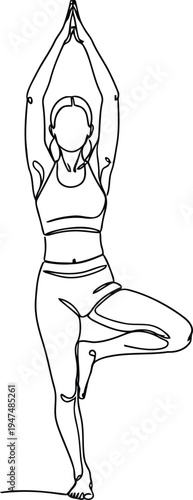 A woman in a yoga pose with one leg bent