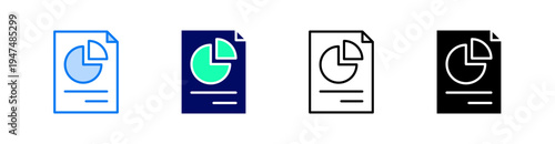 Pie Chart Multiple Style Icon Set Vector 