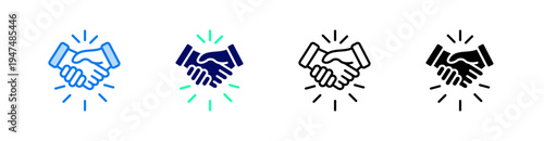 Partnership Handshake Multiple Style Icon Set Vector 