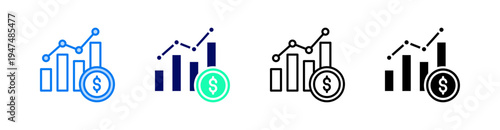 Financial Multiple Style Icon Set Vector 