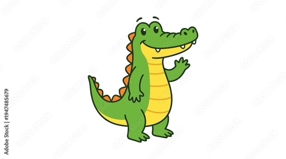 Obraz premium green crocodile or alligator character illustration in flat cartoon style