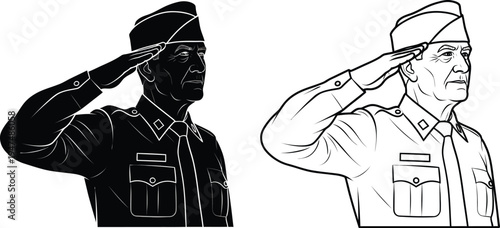 Soldiers saluting different races Vector