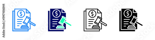 Financial Regulations Multiple Style Icon Set Vector 