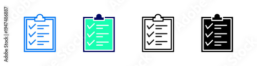 Checklist Multiple Style Icon Set Vector 