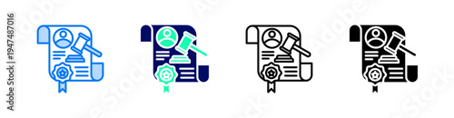 Statutory Law Multiple Style Icon Set Vector 