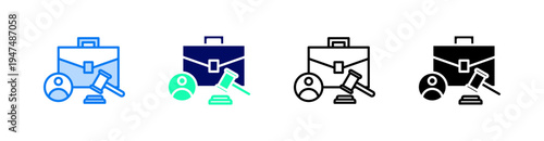 Employment Law Multiple Style Icon Set Vector 