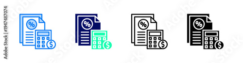 Taxation Multiple Style Icon Set Vector 