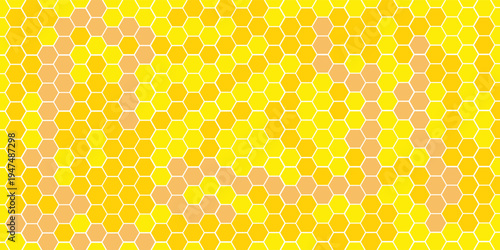 Yellow beehive background. hexagonal raster, honeycomb, mosaic cell, bees hive cells pattern. light gray hexagonal mosaic background