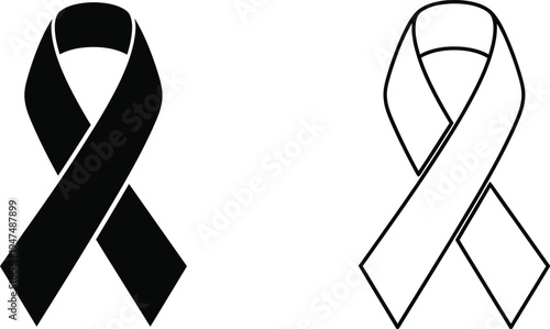Awareness ribbons black and white Vector