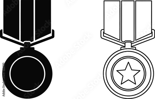Medal icons for winners and champions Vector