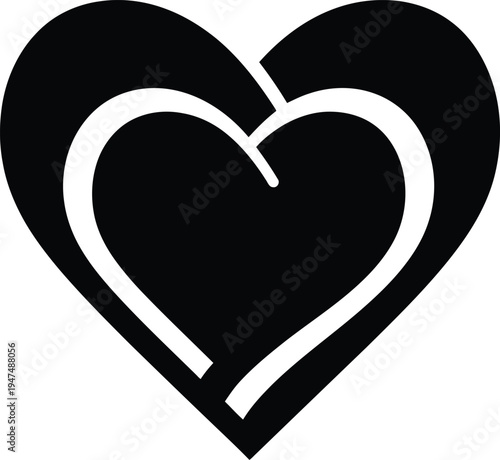 A broken heart shape formed by a white vector line on a black background symbolizes love loss.
