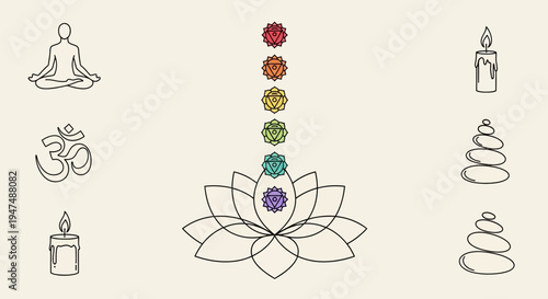 Serene meditation symbols for mindfulness and spiritual growth