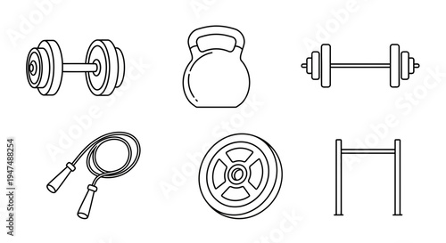 Variety of gym equipment for fitness and strength training
