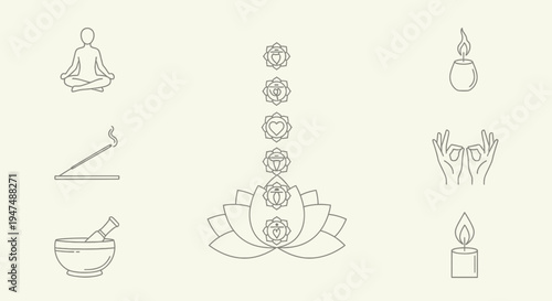 Serene meditation symbols for mindfulness and relaxation practices