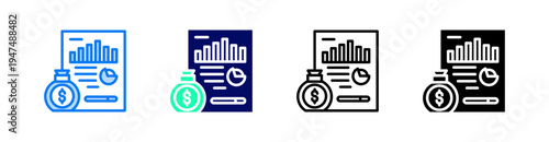 Report Multiple Style Icon Set Vector 