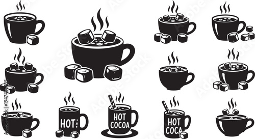 Hot Cocoa Cups with Marshmallows and Sugar