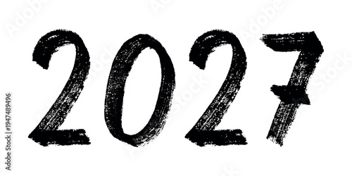 Hand drawn happy New Year doodle 2027 numbers Single element for calendar, card, banner, flyer, web, poster, design, decor