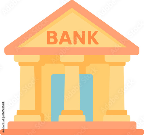 Bank building with columns flat png illustration