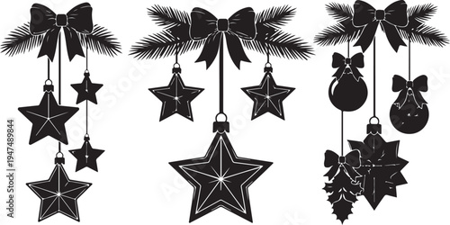 Black Christmas Ornaments and Decorations Hanging