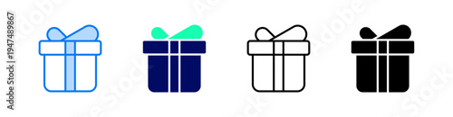 Gift Multiple Style Icon Set Vector 